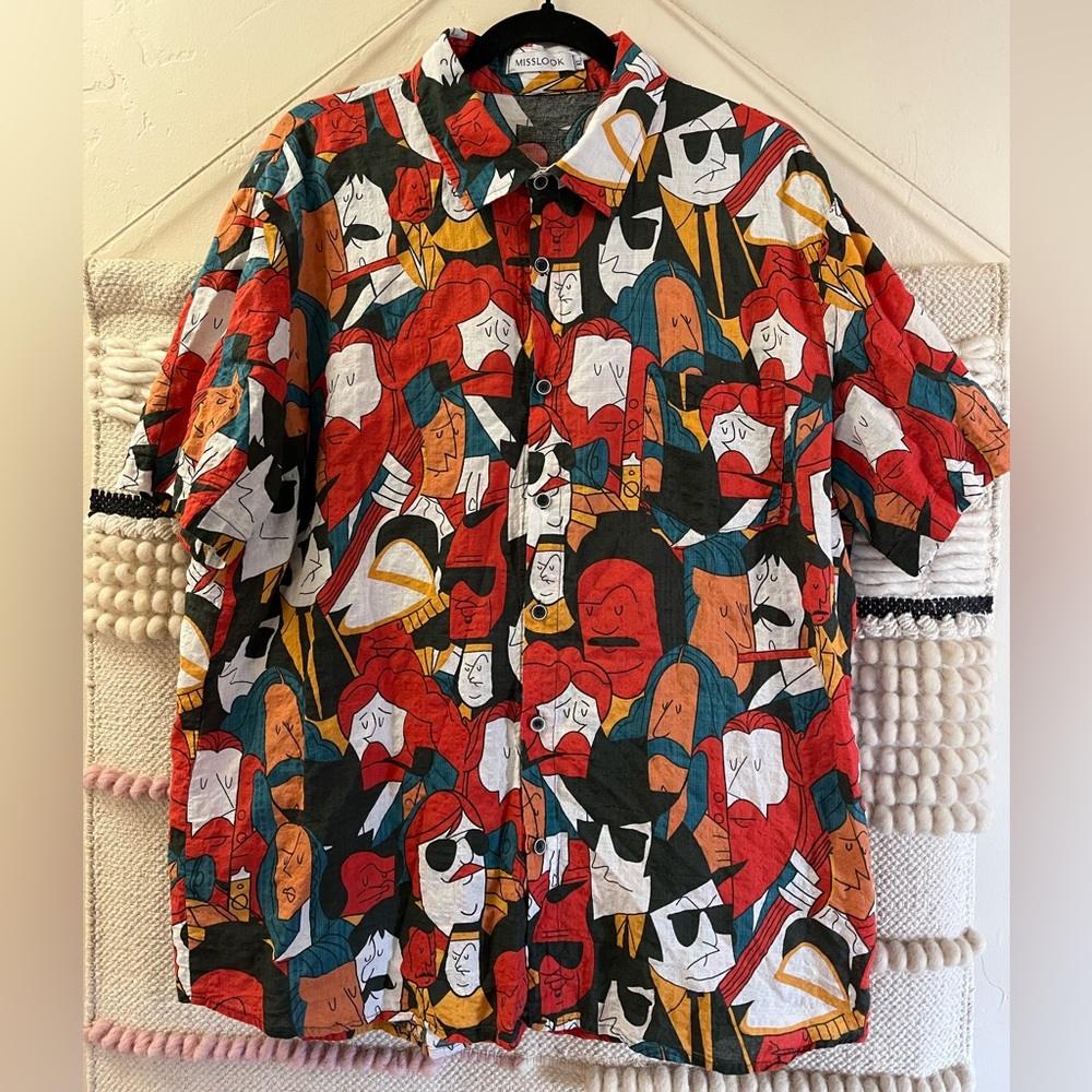 MISSLOOK Men's Bold Graphic Button Down Shirt